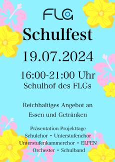 Plakat zum Schulfest am 19.07.2024